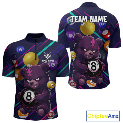 Personalized Funny Bear 8 Ball Billiard Shirt For Men Custom Billiard Jersey, Pool Team Shirts TDM5234
