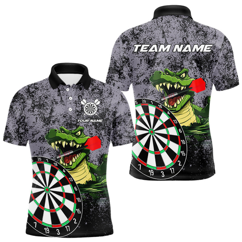 Personalized Green Funny Crocodilian Grunge Darts Shirts For Men, Darts Team Jerseys, Darts Gifts TDM3244