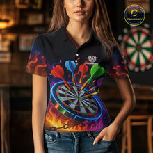 Load image into Gallery viewer, Colorful Neon Flame Darts Shirt For Women Custom Funny Darts Team Jersey Polo &amp; Quarter Zip TDM5500