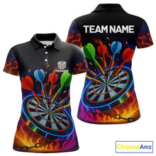 Load image into Gallery viewer, Colorful Neon Flame Darts Shirt For Women Custom Funny Darts Team Jersey Polo &amp; Quarter Zip TDM5500