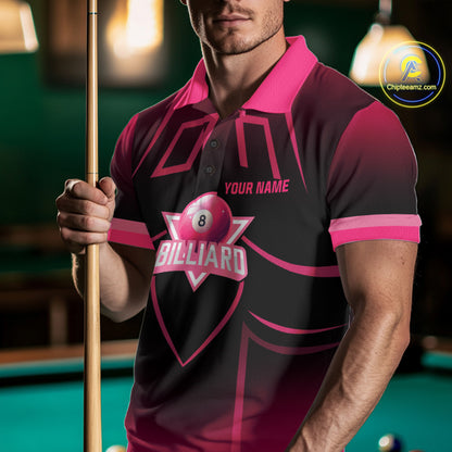 Personalized Black And Pink 8 Ball Pool Valentine Billiard Shirt For Men Custom Billiard Gifts TDM5747