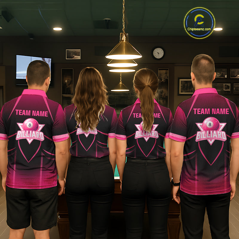 Personalized Black And Pink 8 Ball Pool Valentine Billiard Shirt For Women Custom Billiard Gifts TDM5747