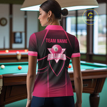 Load image into Gallery viewer, Personalized Black And Pink 8 Ball Pool Valentine Billiard Shirt For Women Custom Billiard Gifts TDM5747
