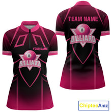 Load image into Gallery viewer, Personalized Black And Pink 8 Ball Pool Valentine Billiard Shirt For Women Custom Billiard Gifts TDM5747