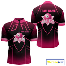 Load image into Gallery viewer, Personalized Black And Pink 8 Ball Pool Valentine Billiard Shirt For Men Custom Billiard Gifts TDM5747