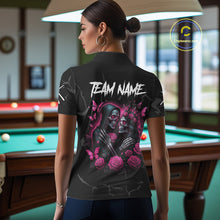 Load image into Gallery viewer, Personalized Pink 8 Ball Skull Roses Billiard Shirt For Women Custom Valentine Billiard Gifts TDM5750