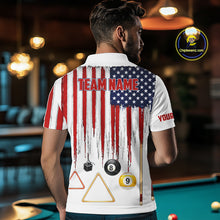 Load image into Gallery viewer, American Flag Billiard Shirt For Men Custom Patriotic Pool Team Jersey Polo &amp; 1/4 Zip |White TDM5753
