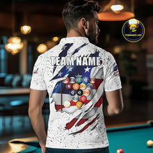 Load image into Gallery viewer, White Grunge US Flag Eagle Billiard Shirt For Men Custom 8 Ball Pool Team Jersey Polo &amp; 1/4 Zip TDM5956