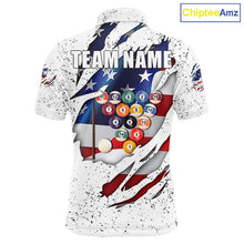 Load image into Gallery viewer, White Grunge US Flag Eagle Billiard Shirt For Men Custom 8 Ball Pool Team Jersey Polo &amp; 1/4 Zip TDM5956