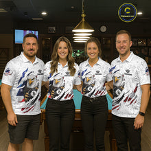 Load image into Gallery viewer, Custom Eagle 8 Ball Billiard Jersey For Women, Grunge American Flag Pool Team Shirt Polo &amp; 1/4 Zip TDM5957