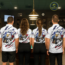Load image into Gallery viewer, Custom Eagle 8 Ball Billiard Jersey For Women, Grunge American Flag Pool Team Shirt Polo &amp; 1/4 Zip TDM5957