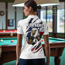 Load image into Gallery viewer, Custom Eagle 8 Ball Billiard Jersey For Women, Grunge American Flag Pool Team Shirt Polo &amp; 1/4 Zip TDM5957