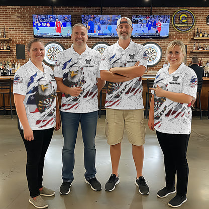 White Grunge American Flag Darts Shirt For Men Custom Patriotic Darts Team Jersey Polo & 1/4 Zip TDM5958