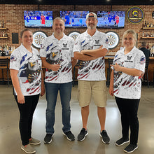 Load image into Gallery viewer, Custom Eagle Darts Jersey For Men, Grunge American Flag Patriotic Darts Team Shirt Polo &amp; 1/4 Zip TDM5959
