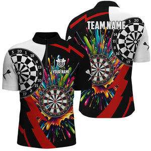 Colorful Dartboard Men Darts Quarter-Zip Shirts Custom Name Unique Darts Team Jerseys TDM1268