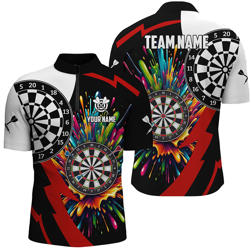 Colorful Dartboard Men Darts Quarter-Zip Shirts Custom Name Unique Darts Team Jerseys TDM1268