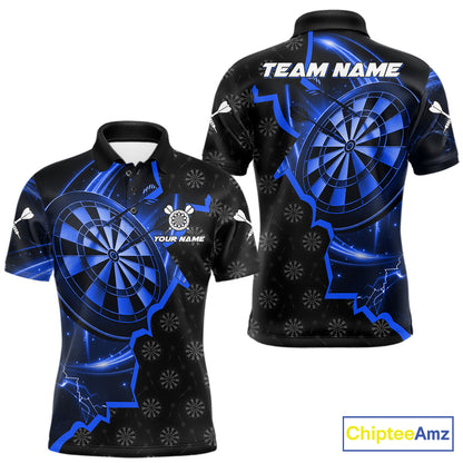 Blue Dartboard Ligthning Darts Shirt For Men Custom Darts Jersey Team Polo & Quarter Zip TDM6110