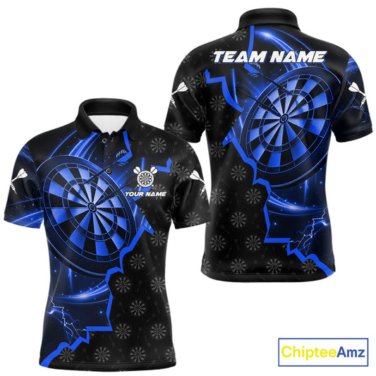 Blue Dartboard Ligthning Darts Shirt For Men Custom Darts Jersey Team Polo & Quarter Zip TDM6110