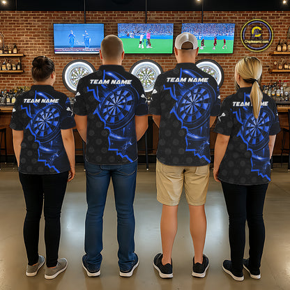 Blue Dartboard Ligthning Darts Shirt For Women Custom Darts Jersey Team Polo & Quarter Zip TDM6110