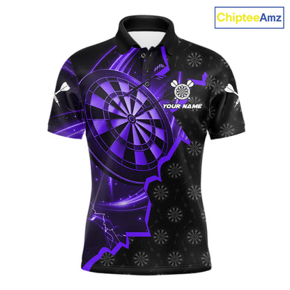 Purple Dartboard Ligthning Darts Shirt For Men Custom Darts Jersey Team Polo & Quarter Zip TDM6111
