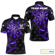 Load image into Gallery viewer, Purple Dartboard Ligthning Darts Shirt For Men Custom Darts Jersey Team Polo &amp; Quarter Zip TDM6111