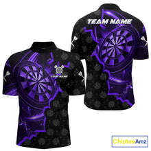 Load image into Gallery viewer, Purple Dartboard Ligthning Darts Shirt For Men Custom Darts Jersey Team Polo &amp; Quarter Zip TDM6111