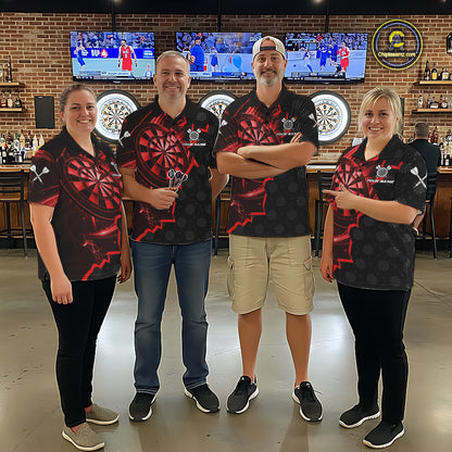 Red Dartboard Ligthning Darts Shirt For Women Custom Darts Jersey Team Polo & Quarter Zip TDM6112