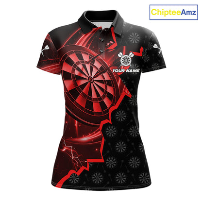 Red Dartboard Ligthning Darts Shirt For Women Custom Darts Jersey Team Polo & Quarter Zip TDM6112