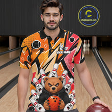 Load image into Gallery viewer, Personalized Funny Bear Graffiti Bowling Jersey For Men, Custom Bowling Team Shirts Polo &amp; 1/4 Zip TDM6548