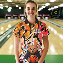 Load image into Gallery viewer, Personalized Funny Bear Graffiti Bowling Jersey For Women, Custom Bowling Team Shirts Polo &amp; 1/4 Zip TDM6548