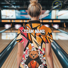 Load image into Gallery viewer, Personalized Funny Bear Graffiti Bowling Jersey For Women, Custom Bowling Team Shirts Polo &amp; 1/4 Zip TDM6548
