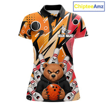 Load image into Gallery viewer, Personalized Funny Bear Graffiti Bowling Jersey For Women, Custom Bowling Team Shirts Polo &amp; 1/4 Zip TDM6548