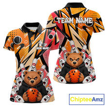 Load image into Gallery viewer, Personalized Funny Bear Graffiti Bowling Jersey For Women, Custom Bowling Team Shirts Polo &amp; 1/4 Zip TDM6548