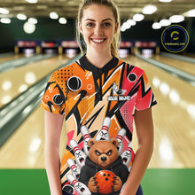 Load image into Gallery viewer, Personalized Funny Bear Graffiti Bowling Jersey For Women, Custom Bowling Team Shirts Polo &amp; 1/4 Zip TDM6548