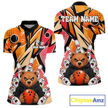Load image into Gallery viewer, Personalized Funny Bear Graffiti Bowling Jersey For Women, Custom Bowling Team Shirts Polo &amp; 1/4 Zip TDM6548