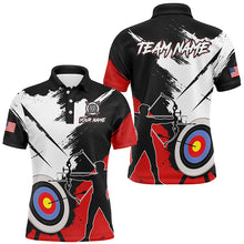 Load image into Gallery viewer, Personalized Grunge Archery Polo And 1/4 Zip Shirts For Men Custom Archery Team Jerseys |Red TDM2054
