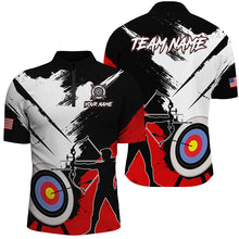 Load image into Gallery viewer, Personalized Grunge Archery Polo And 1/4 Zip Shirts For Men Custom Archery Team Jerseys |Red TDM2054
