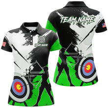 Load image into Gallery viewer, Personalized Grunge Archery Polo And 1/4 Zip Shirts For Women Custom Archery Team Jerseys |Green TDM2055