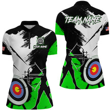 Load image into Gallery viewer, Personalized Grunge Archery Polo And 1/4 Zip Shirts For Women Custom Archery Team Jerseys |Green TDM2055