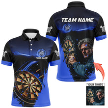 Load image into Gallery viewer, Personalized 3D All Over Print Blue Darts Jerseys For Men Custom Photo Darts Player Shirts TDM2271