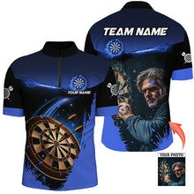 Load image into Gallery viewer, Personalized 3D All Over Print Blue Darts Jerseys For Men Custom Photo Darts Player Shirts TDM2271