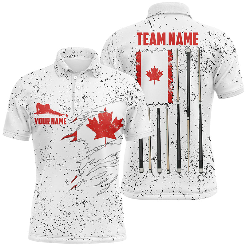 Canadian Flag Billiard Player Personalized Polo Shirts For Men, Custom Canada Billiard Shirts  TDM0139