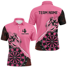 Load image into Gallery viewer, Custom Pink Darts Jerseys For Men Personalized Flame Arrow Darts Polo &amp; Quarter Zip Shirts For Team TDM2530