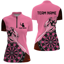 Load image into Gallery viewer, Custom Pink Darts Jerseys For Women Personalized Flame Arrow Darts Polo &amp; Quarter Zip Shirts For Team TDM2530