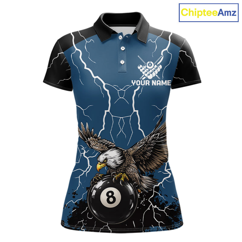 Blue 8 Ball Pool Thunder Lightning Storm Eagle Billiard Shirts For Women Custom Billiard Team Jersey TDM7580