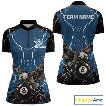 Blue 8 Ball Pool Thunder Lightning Storm Eagle Billiard Shirts For Women Custom Billiard Team Jersey TDM7580