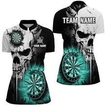 Load image into Gallery viewer, Personalized Grunge Skull Crack Wall Women Dart Shirts Custom Darts League Team Jerseys |Turquoise TDM2784