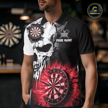 Load image into Gallery viewer, Personalized Grunge Skull Crack Wall Men Dart Shirts Custom Scary Darts League Team Jerseys |Red TDM2786