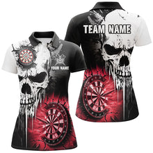 Load image into Gallery viewer, Personalized Grunge Skull Crack Wall Women Dart Shirts Custom Scary Darts League Team Jerseys |Red TDM2786