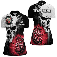 Load image into Gallery viewer, Personalized Grunge Skull Crack Wall Women Dart Shirts Custom Scary Darts League Team Jerseys |Red TDM2786